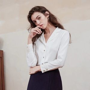 Simple Retro Ines Lace Button Down Blouse